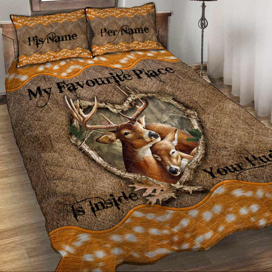 Mon endroit préféré, c'est dans tes bras - Ensemble de courtepointe de chasse personnalisé pour couples avec motif imprimé en 3D