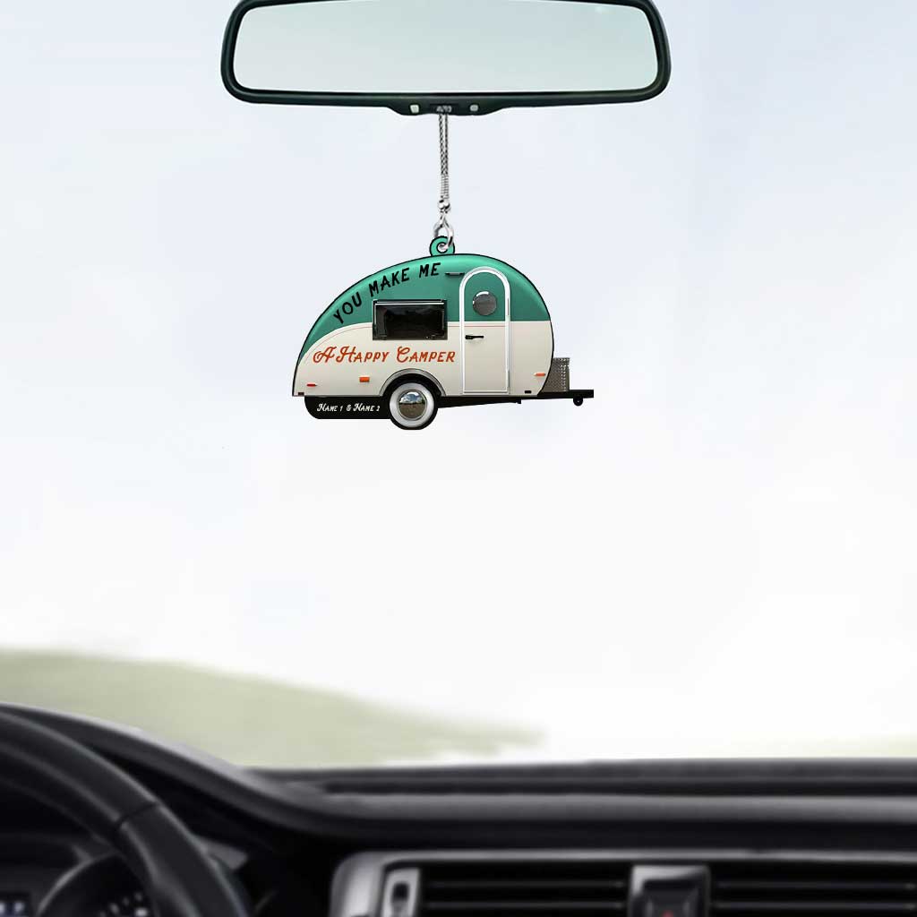 Du machst mich glücklich, Campingpaar - Personalisierter Autoanhänger (beidseitig bedruckt)