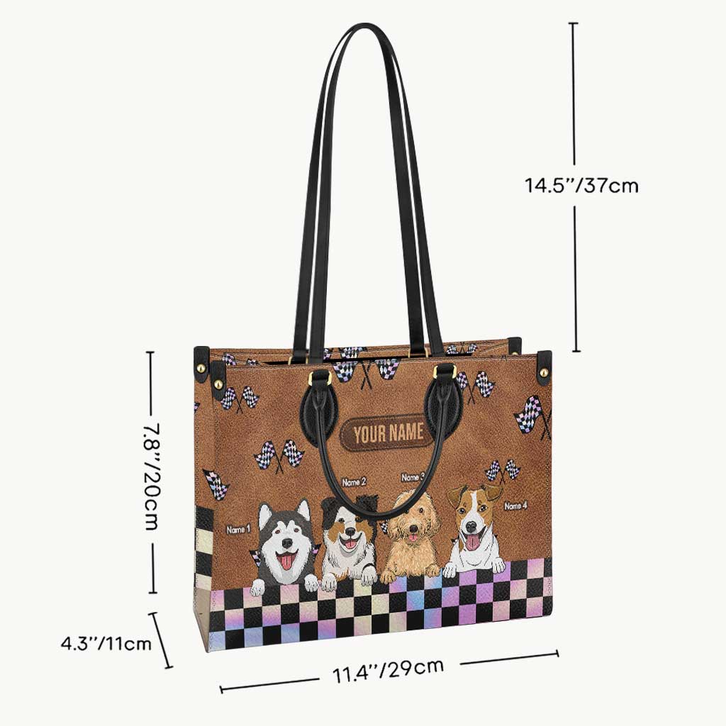 Sac à main en cuir personnalisé Racing Girls And Her Dogs