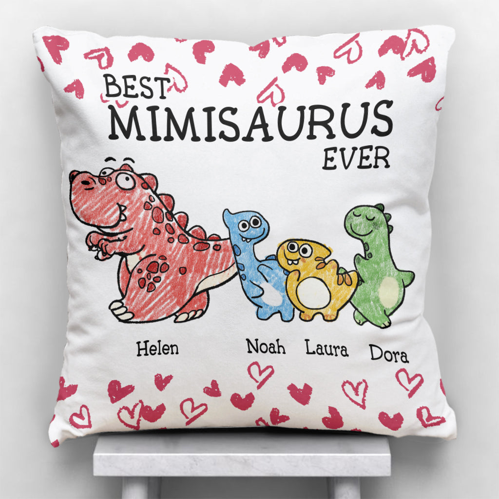 Der beste Mimisaurus aller Zeiten – Geschenk für Oma, Mama, Tante – Personalisiertes Dekokissen