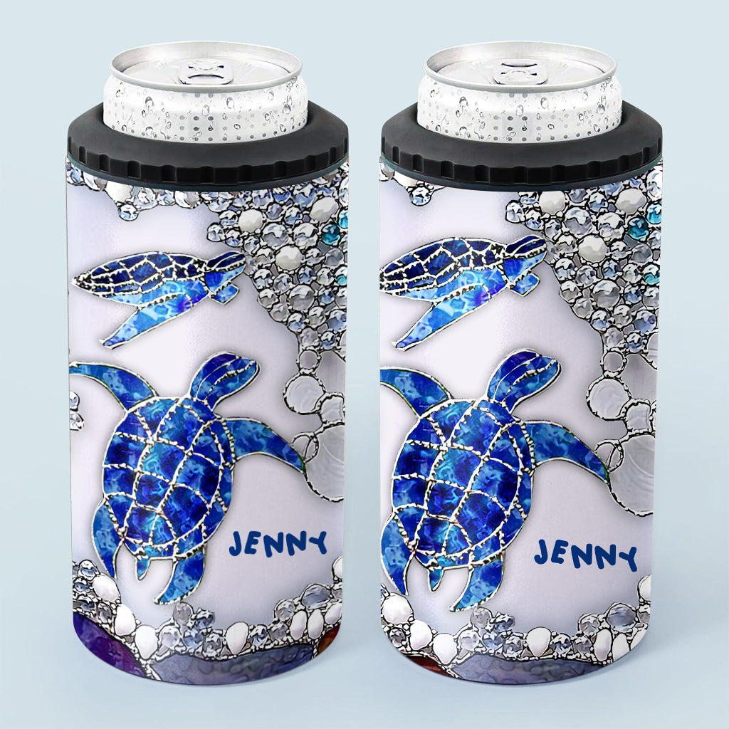 Salty Lil Beach - Personalized Turtle Can Cooler