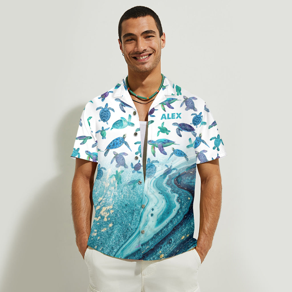 Für Schildkrötenliebhaber und Sear-Fans – personalisiertes Hawaiihemd mit Schildkrötenmotiv
