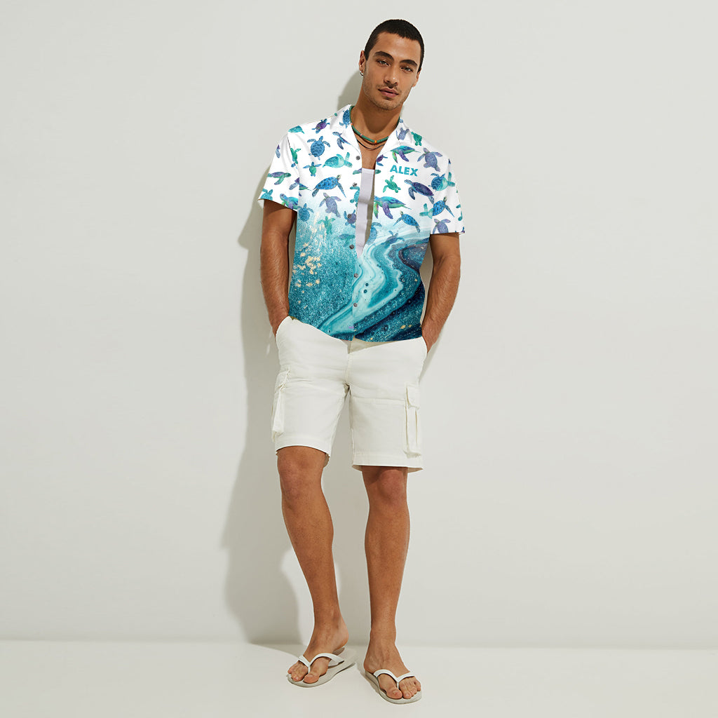 Für Schildkrötenliebhaber und Sear-Fans – personalisiertes Hawaiihemd mit Schildkrötenmotiv