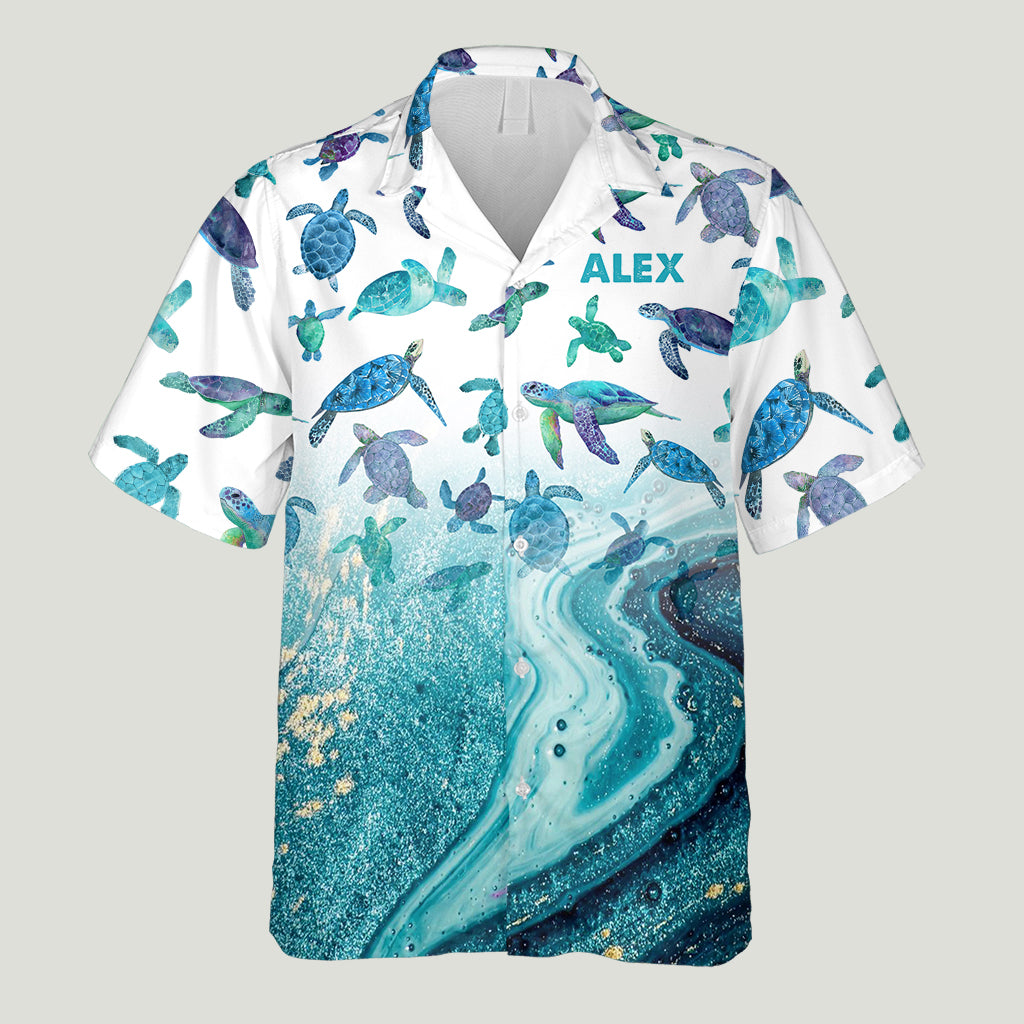 Für Schildkrötenliebhaber und Sear-Fans – personalisiertes Hawaiihemd mit Schildkrötenmotiv