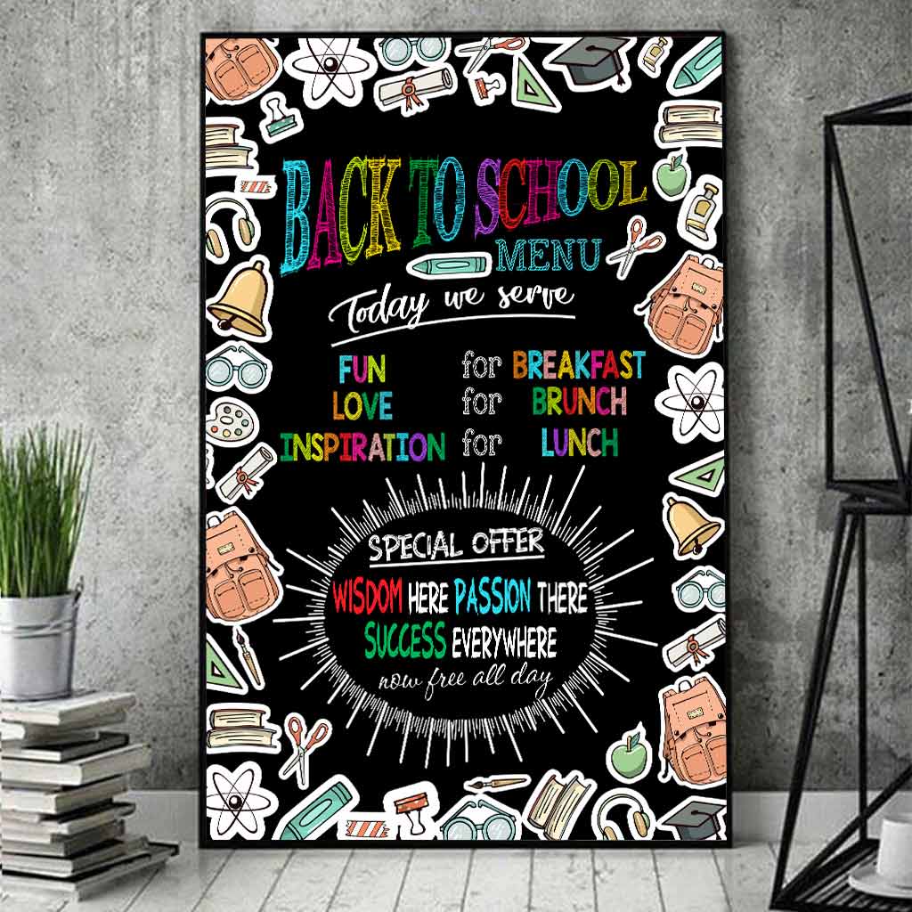 Back To School Menu - Teacher Personalized Poster