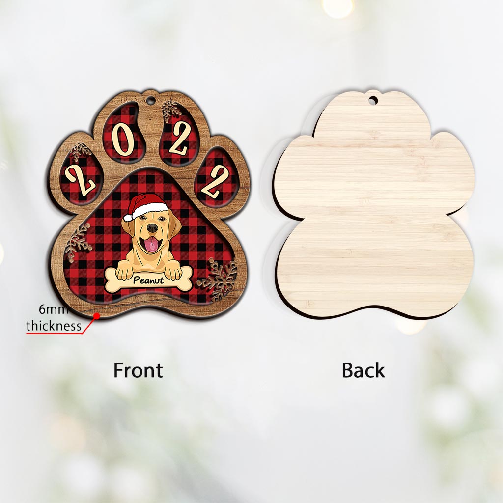 Patte de chien mignonne - Ornement de Noël personnalisé en bois superposé représentant un chien