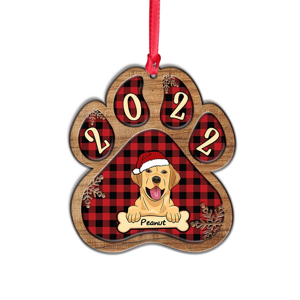 Patte de chien mignonne - Ornement de Noël personnalisé en bois superposé représentant un chien