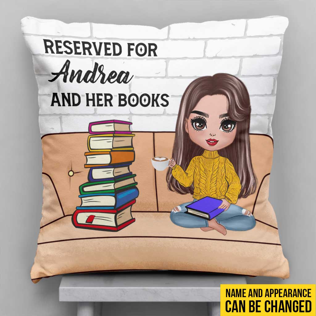 Coussin décoratif personnalisé « Réservé à moi et à mes livres »