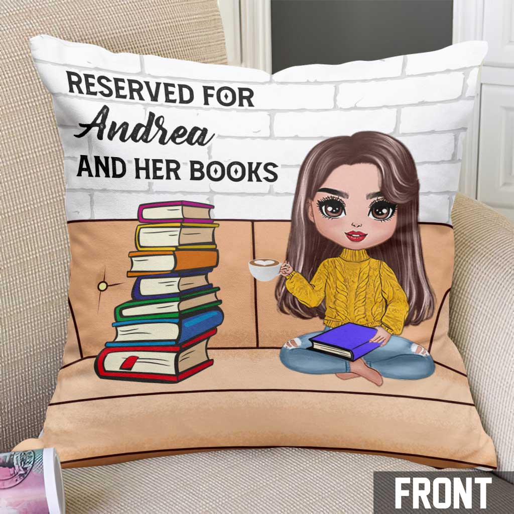 Coussin décoratif personnalisé « Réservé à moi et à mes livres »