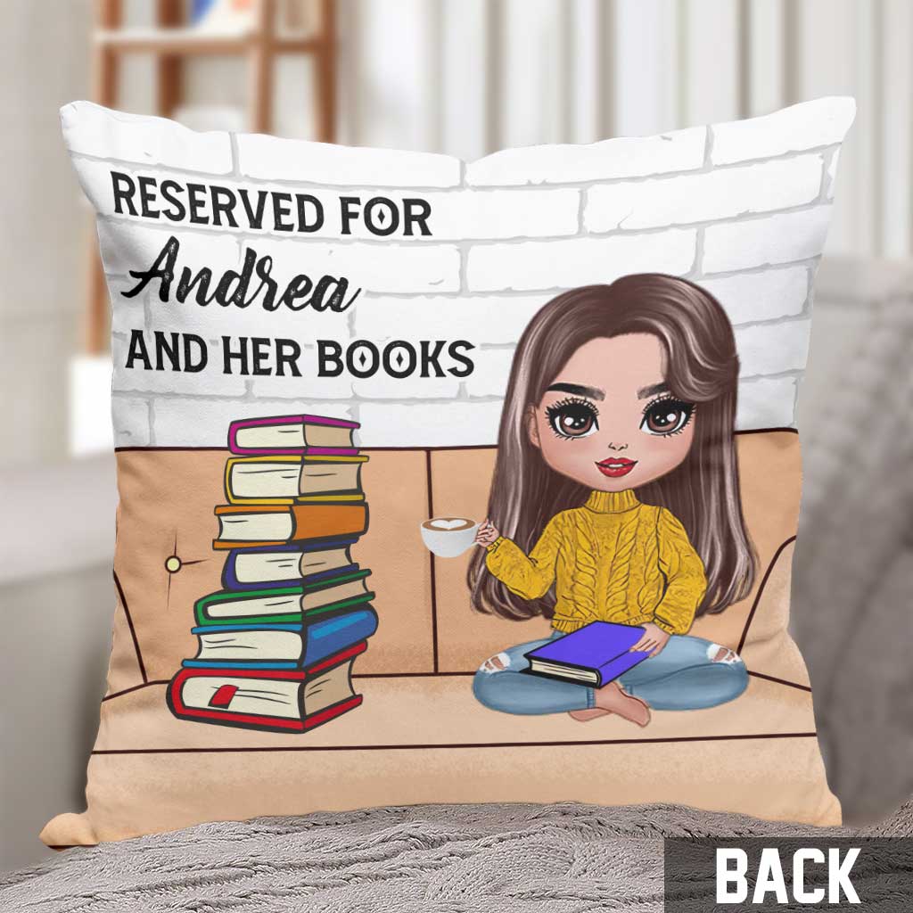 Coussin décoratif personnalisé « Réservé à moi et à mes livres »