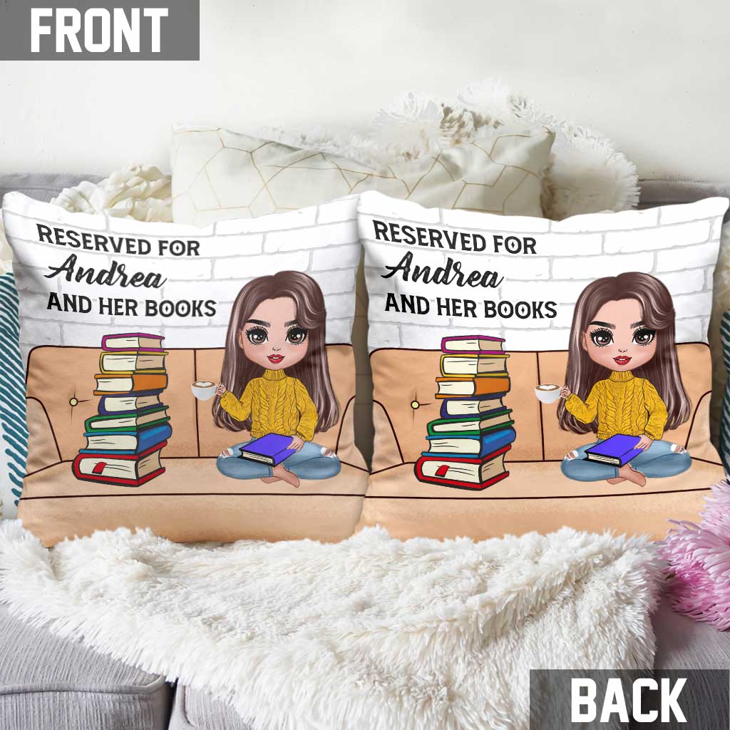 Coussin décoratif personnalisé « Réservé à moi et à mes livres »