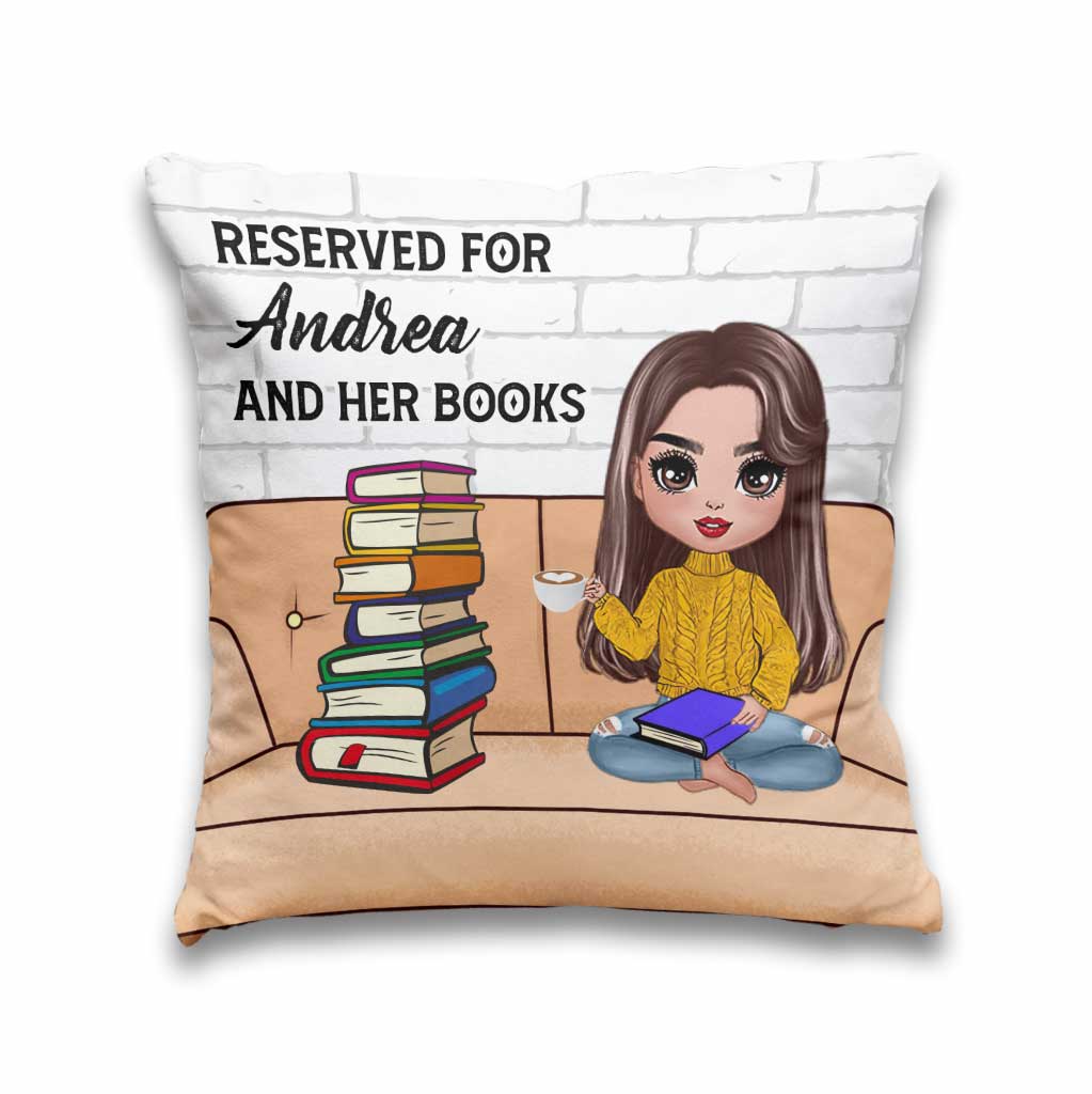 Coussin décoratif personnalisé « Réservé à moi et à mes livres »