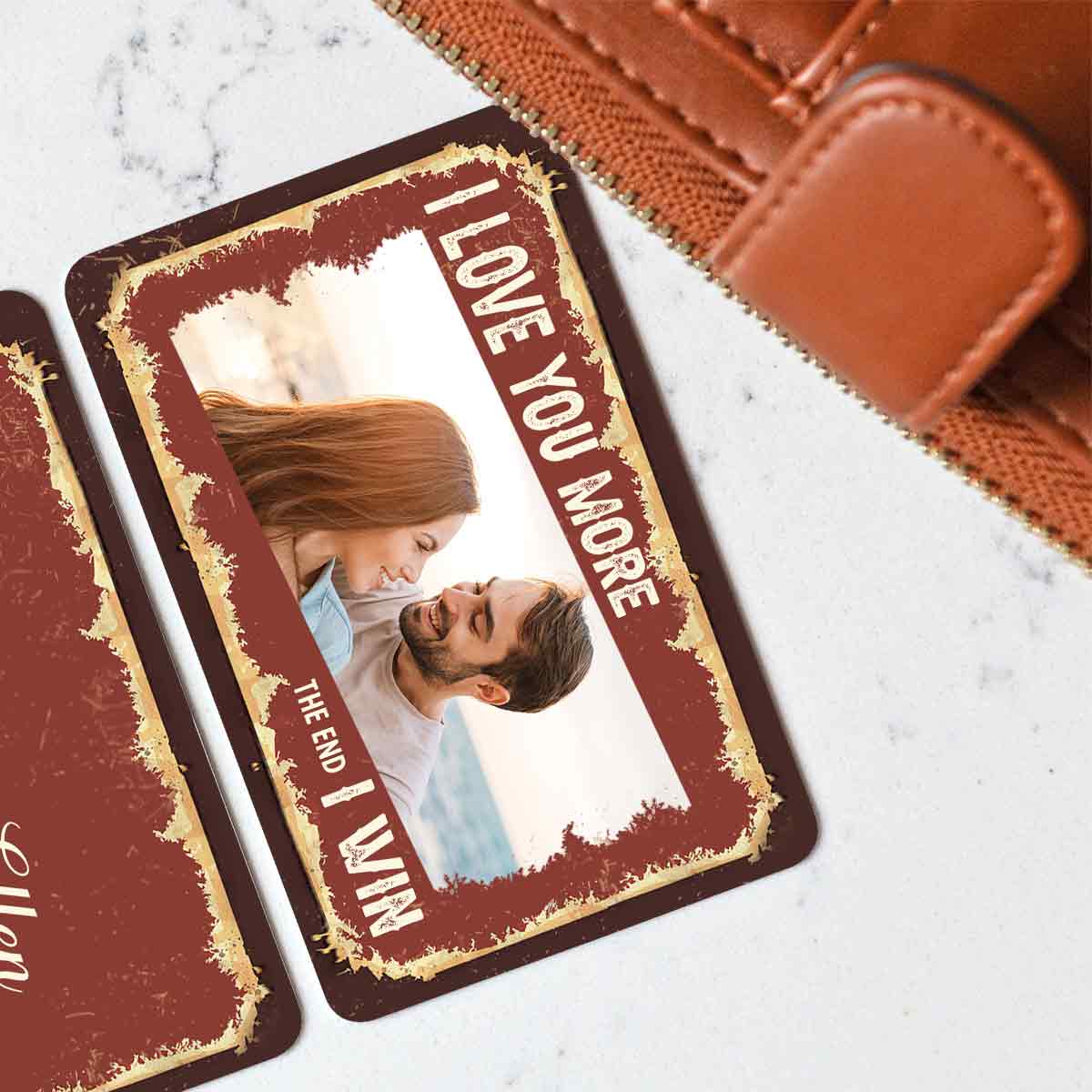 I Love You More - Personalized Couple Wallet Insert Card