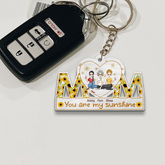 You Are My Sunshine - Personalized Mother's Day Mother Keychain (Printed On Both Sides)