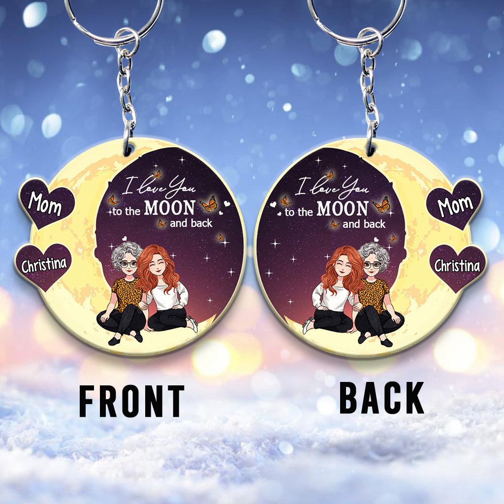 To The Moon And Back - Gift for mom, grandma - Personalized Keychain