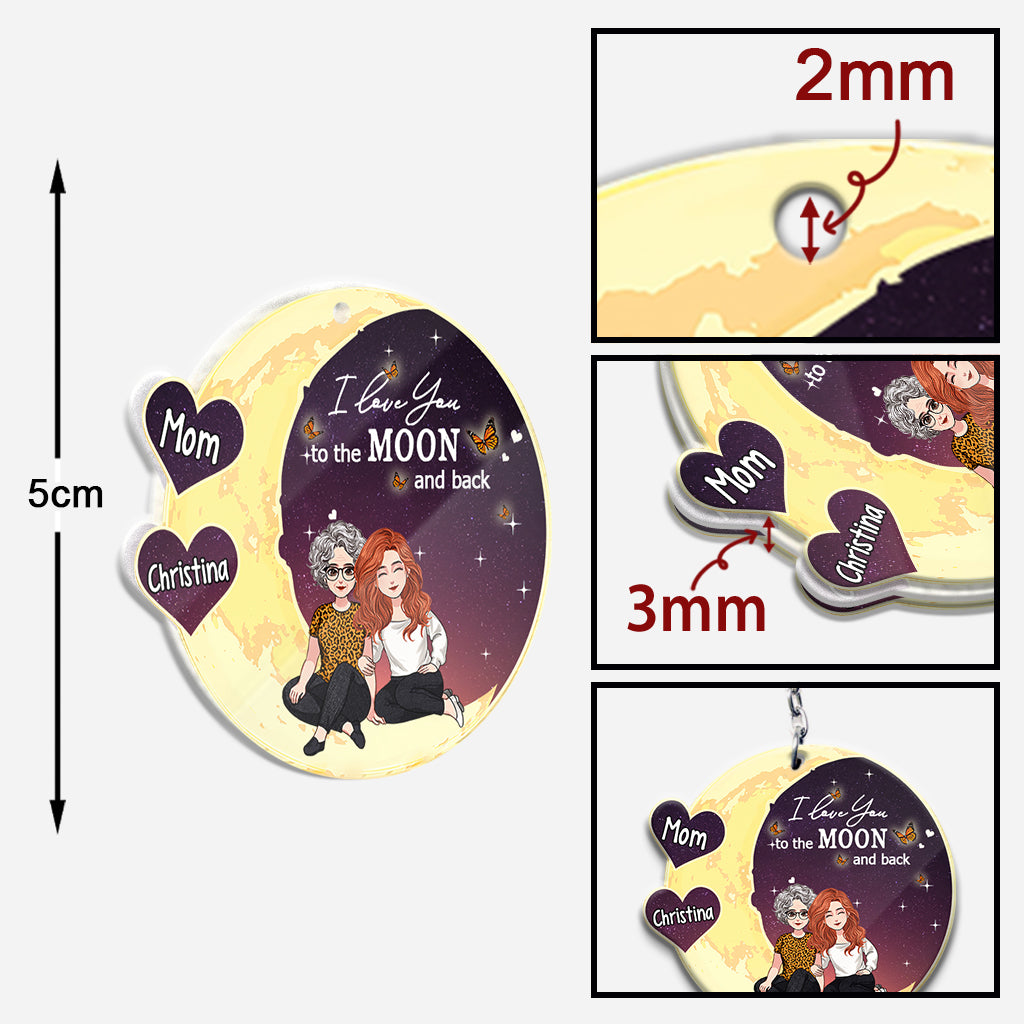 To The Moon And Back - Gift for mom, grandma - Personalized Keychain