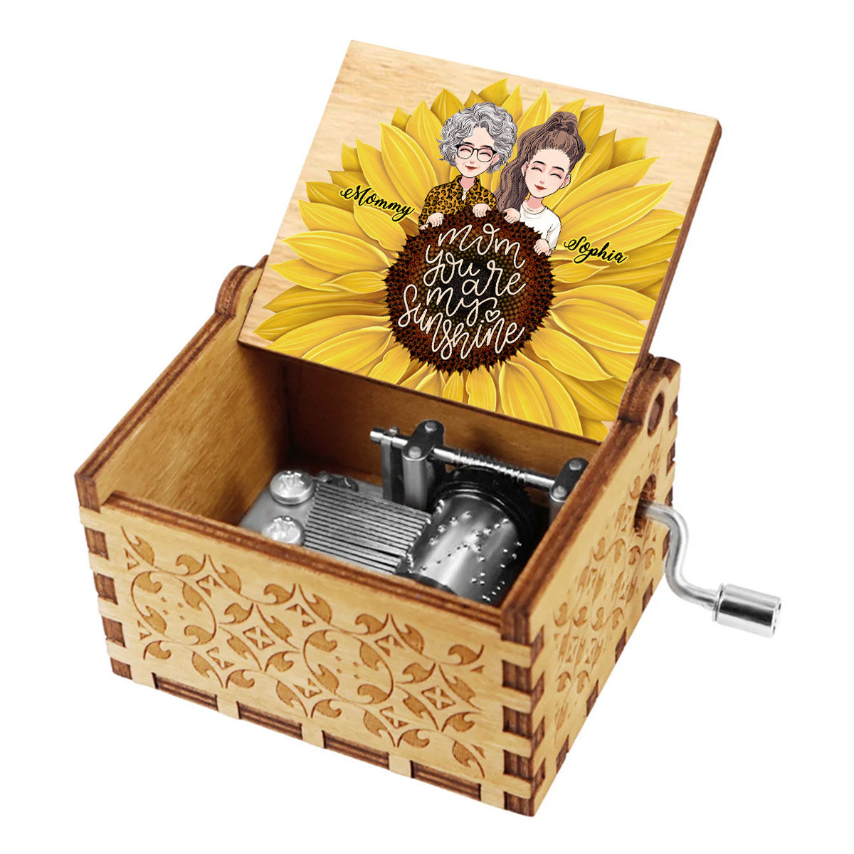 Mom You Are My Sunshine - Personalized Mother's Day Mother Hand Crank Music Box