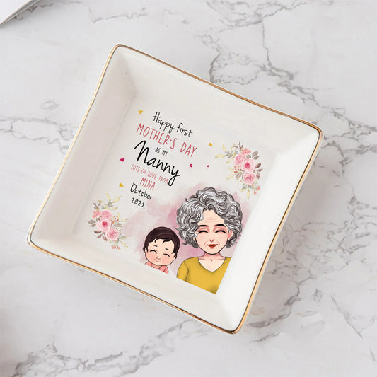 Happy Mother's Day - Personalized Mother's Day Grandma Jewelry Dish