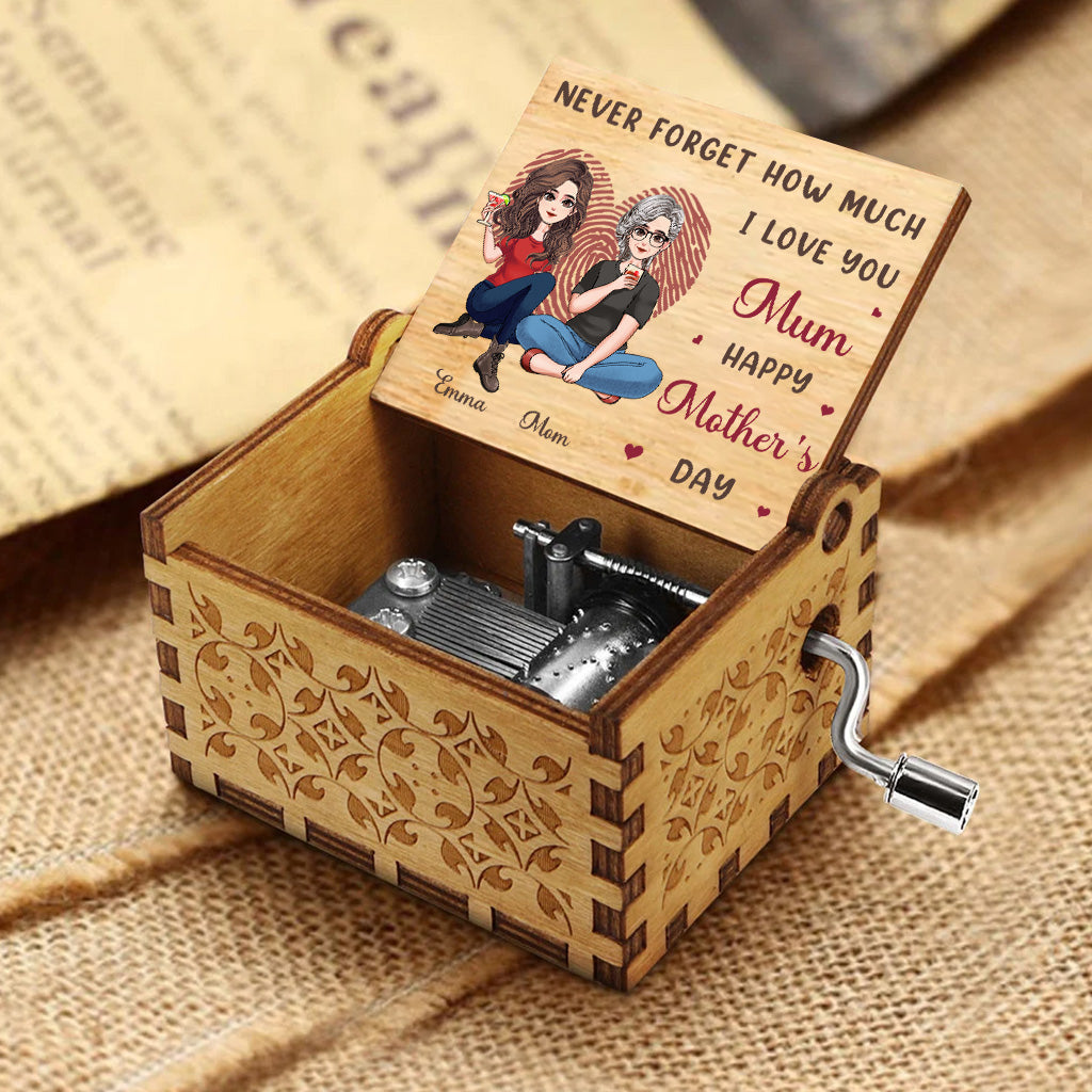 Never Forget How Much - Personalized Mother's Day Mother Hand Crank Music Box