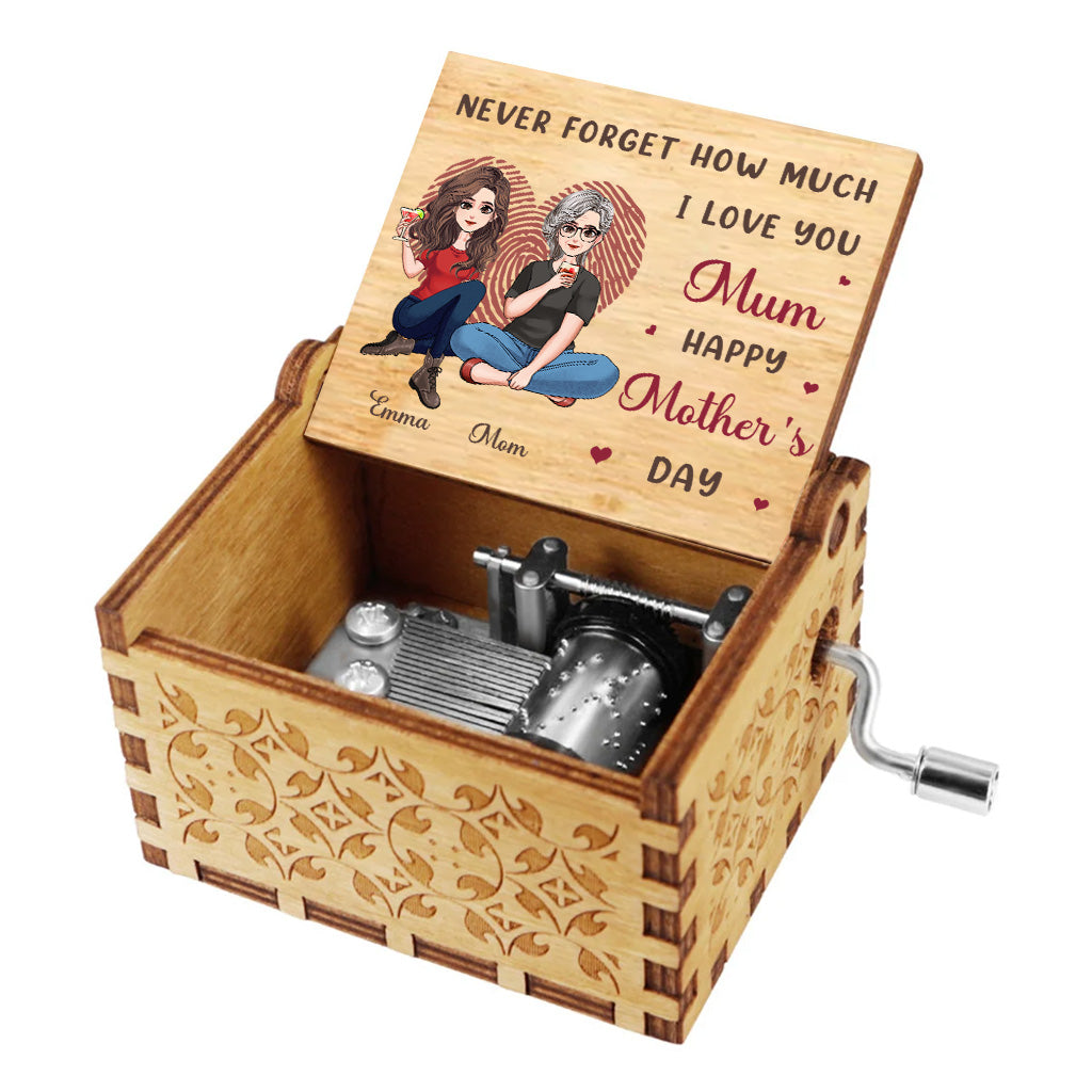 Never Forget How Much - Personalized Mother's Day Mother Hand Crank Music Box