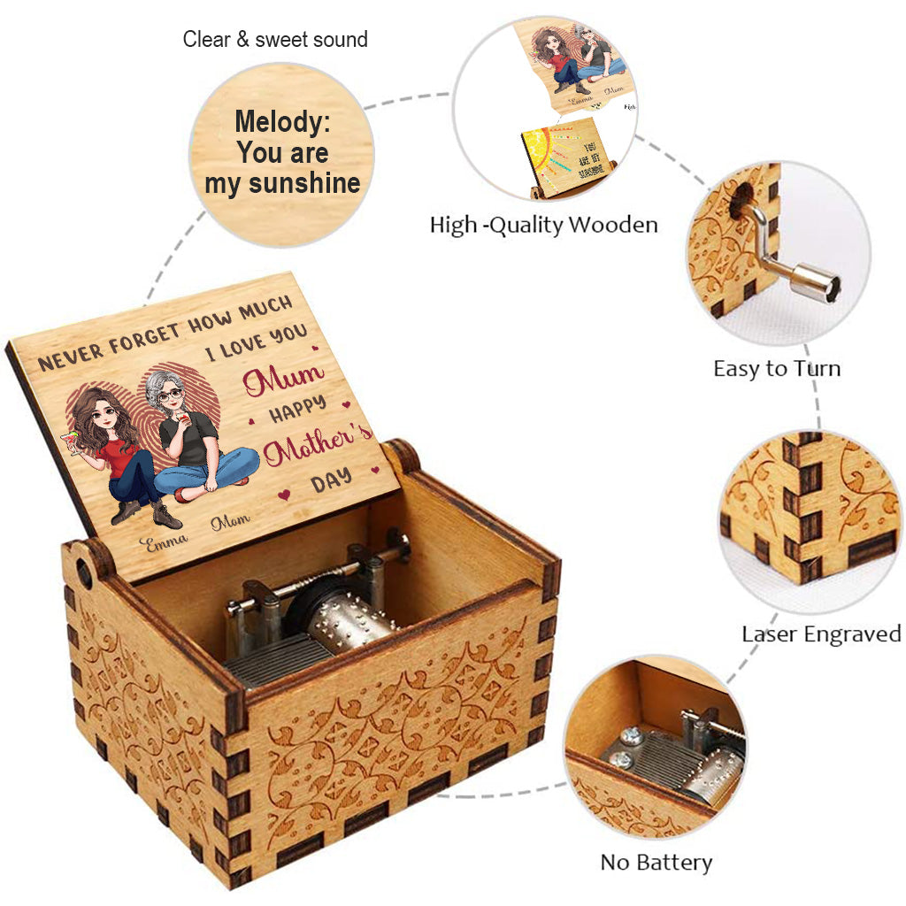 Never Forget How Much - Personalized Mother's Day Mother Hand Crank Music Box