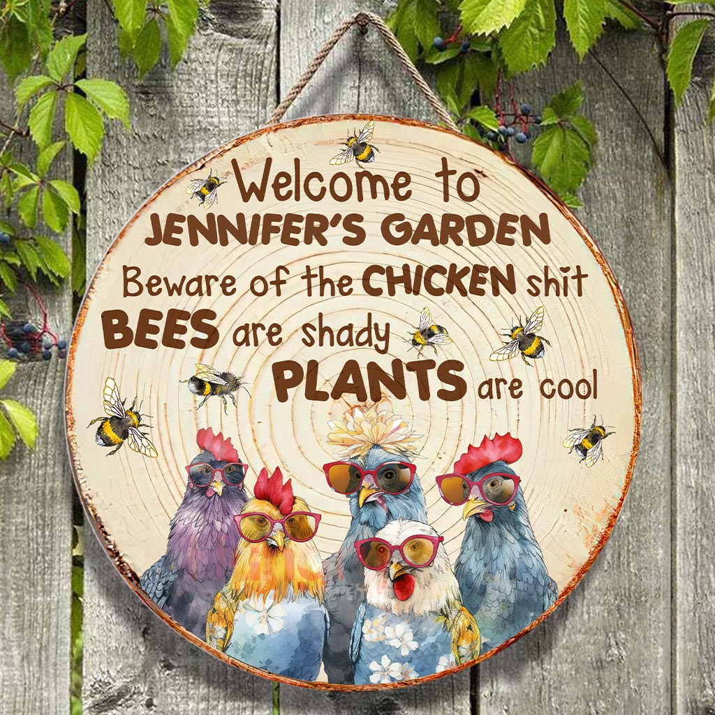 Beware - Personalized Gardening Round Wood Sign
