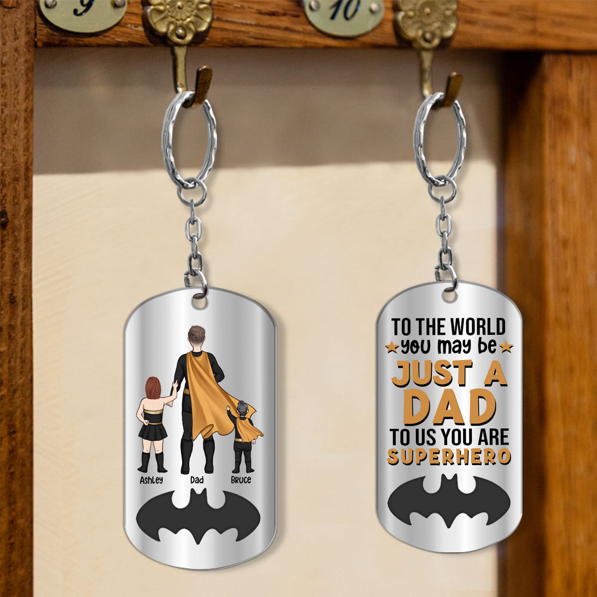 Dad To Us You Are Superhero - Personalized Father Stainless Steel Keychain