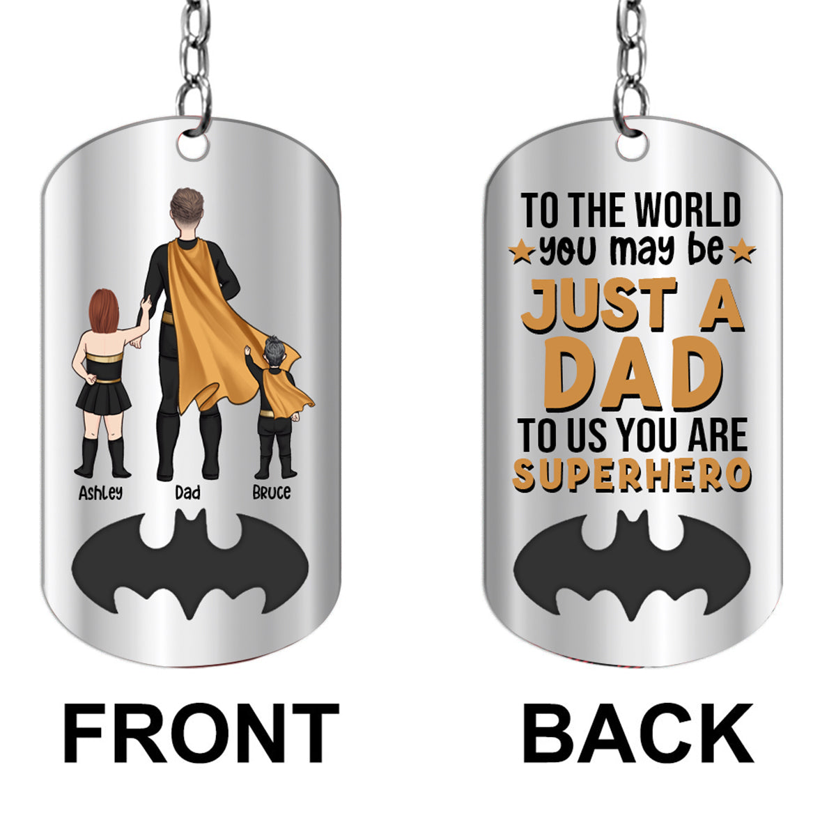 Dad To Us You Are Superhero - Personalized Father Stainless Steel Keychain