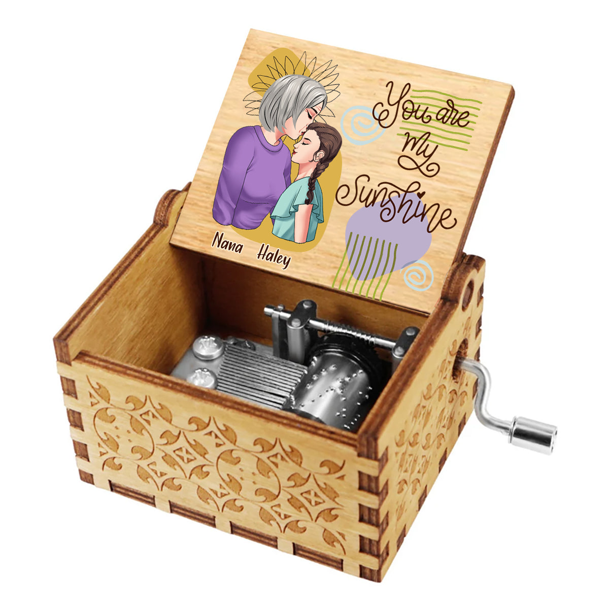 To My Granddaughter - Personalized Mother's Day Grandma Hand Crank Music Box