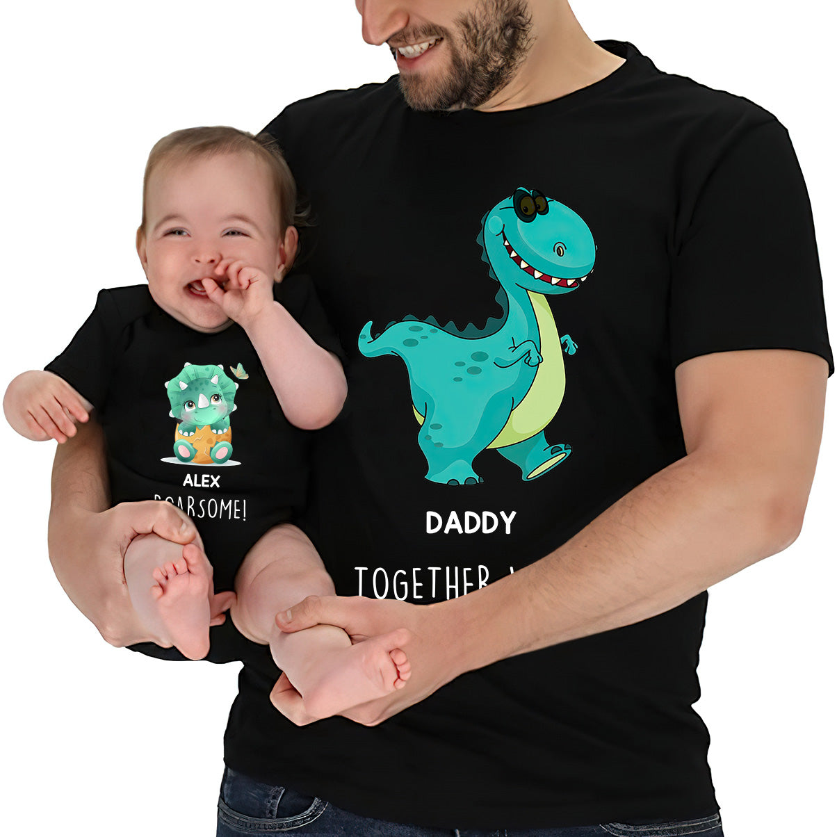 Together We're Roarsome - Personalized Father T-shirt And Baby Onesie