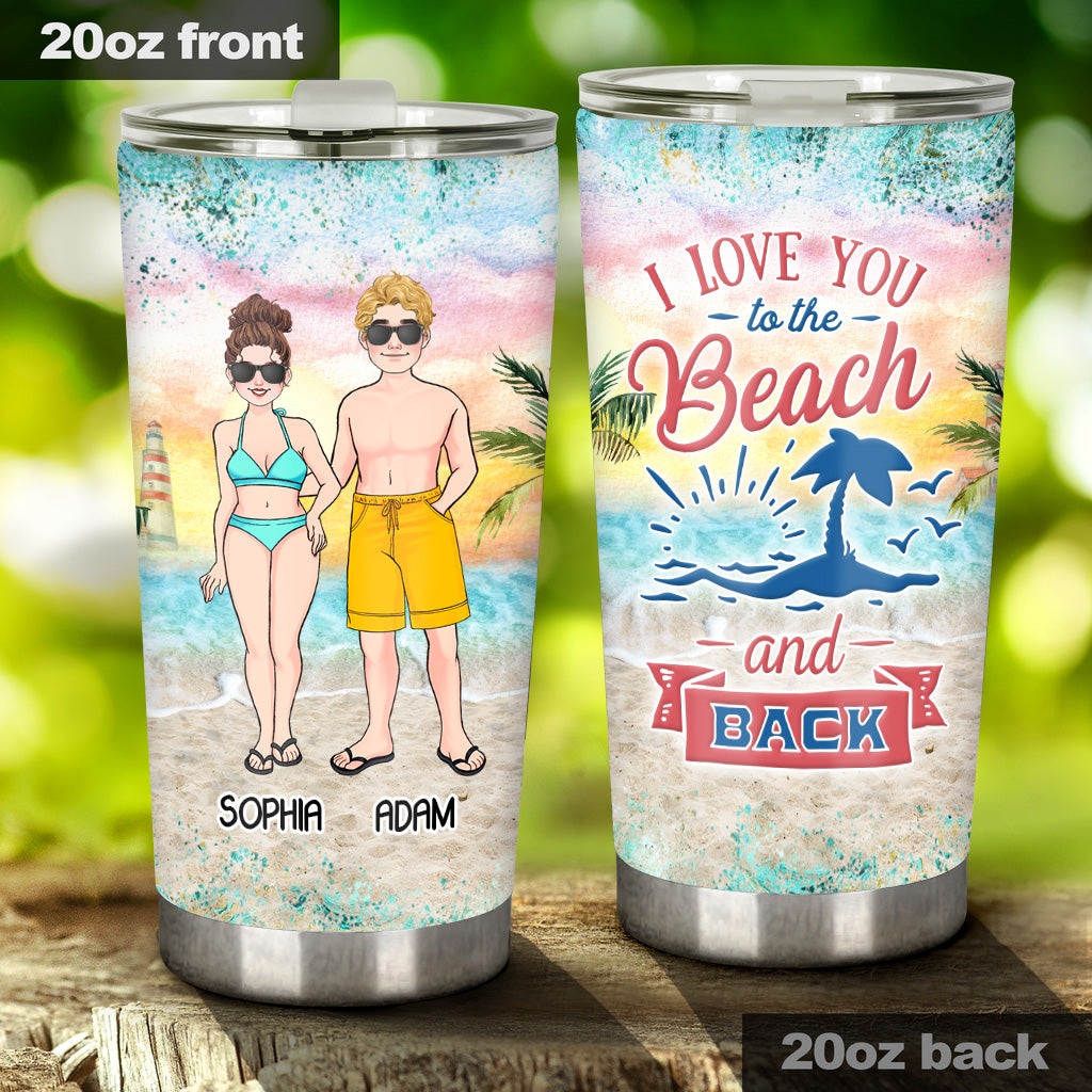 To The Beach And Back - Personalized Couple Tumbler