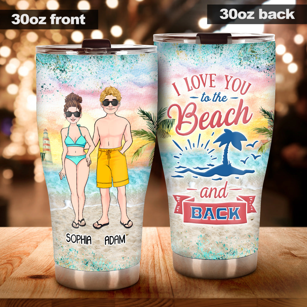 To The Beach And Back - Personalized Couple Tumbler