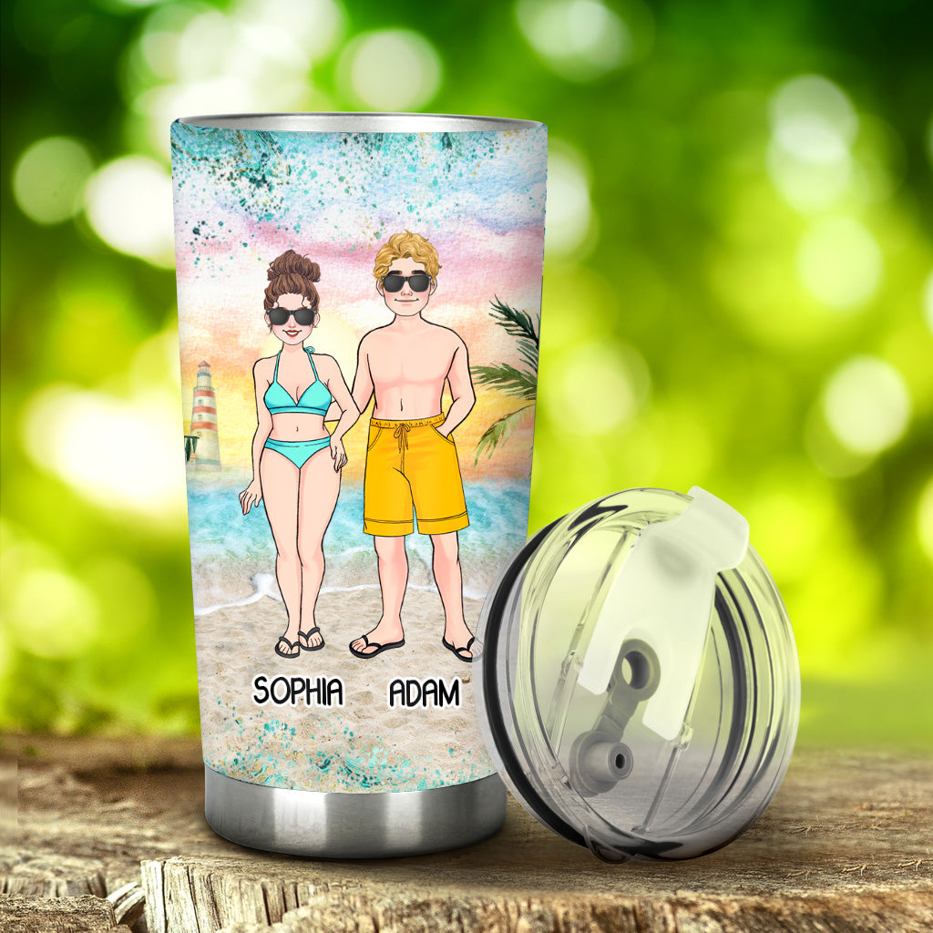 To The Beach And Back - Personalized Couple Tumbler