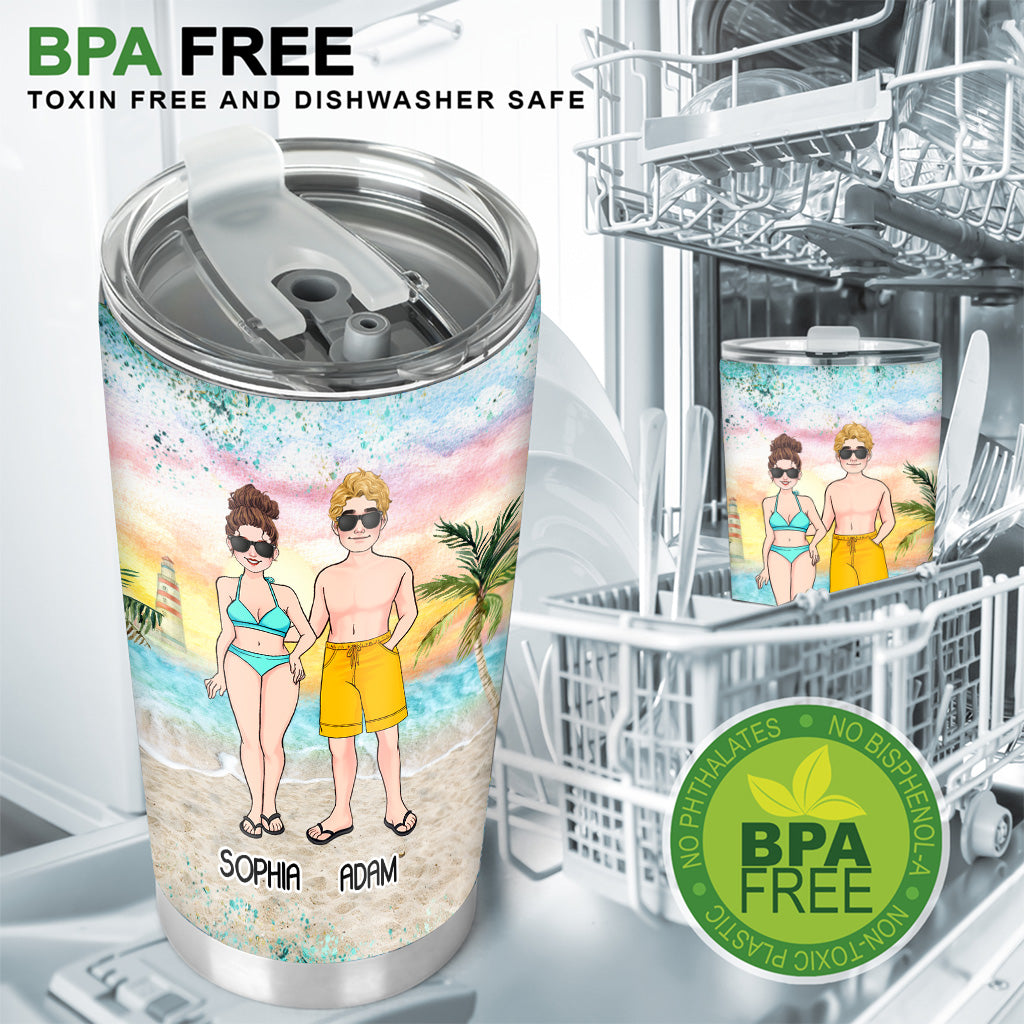 To The Beach And Back - Personalized Couple Tumbler
