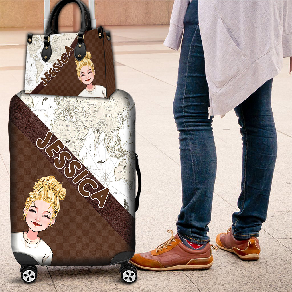 Das Abenteuer ruft – Personalisierte Reise-Handtasche und Gepäckhülle aus Leder