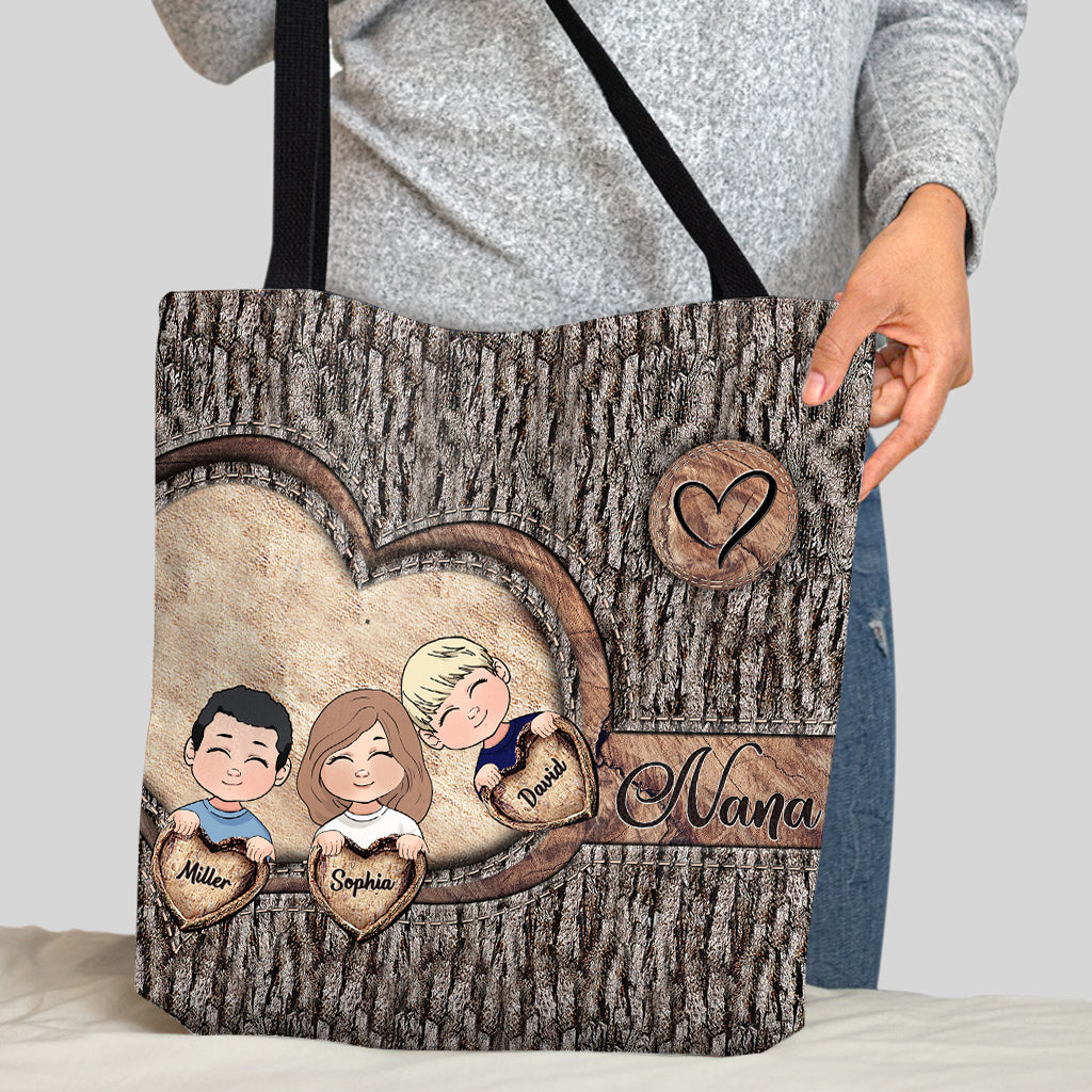 Whenever You Touch This Heart - Personalized Grandma Tote Bag