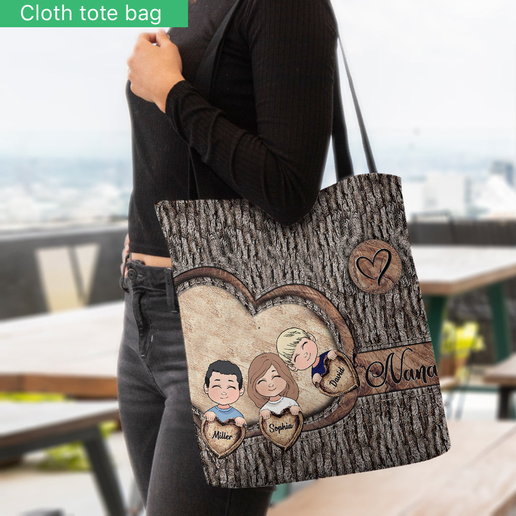 Whenever You Touch This Heart - Personalized Grandma Tote Bag