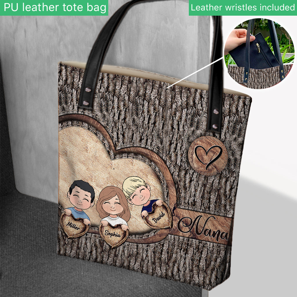 Whenever You Touch This Heart - Personalized Grandma Tote Bag