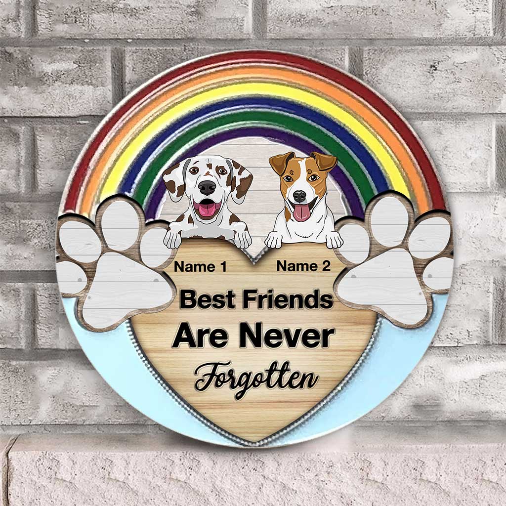 Jamais oublié - Panneau rond en bois personnalisé pour chien