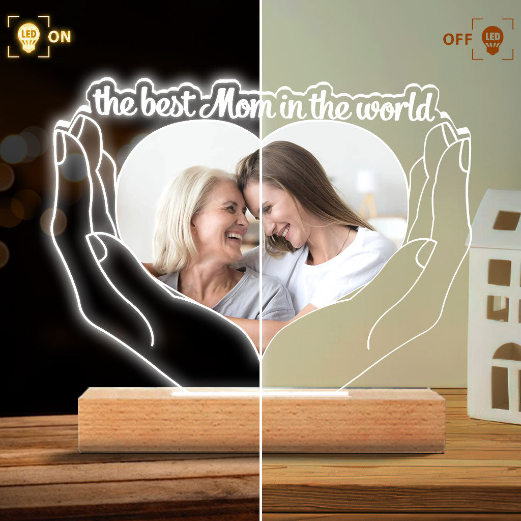 The Best Mom In The World - Personalized Mother's Day Mother Shaped Plaque Light Base