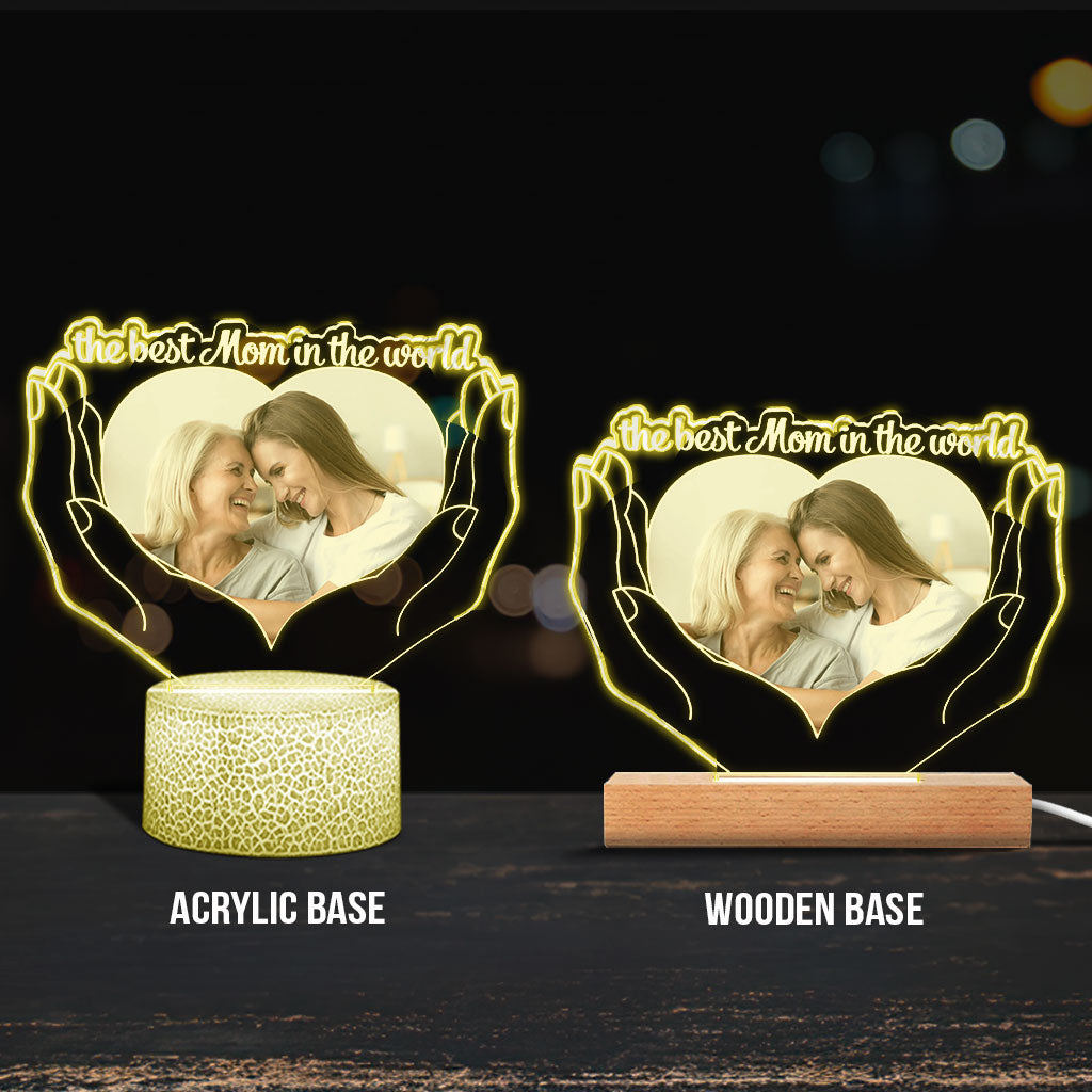 The Best Mom In The World - Personalized Mother's Day Mother Shaped Plaque Light Base