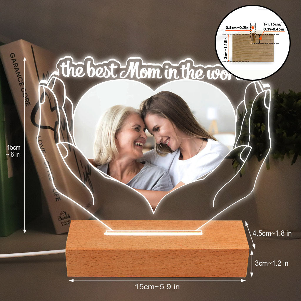 The Best Mom In The World - Personalized Mother's Day Mother Shaped Plaque Light Base