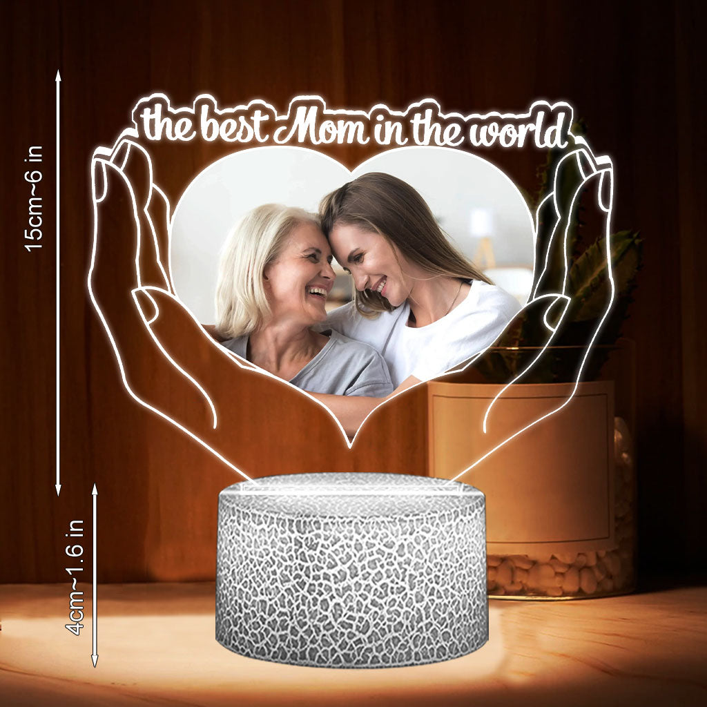 The Best Mom In The World - Personalized Mother's Day Mother Shaped Plaque Light Base