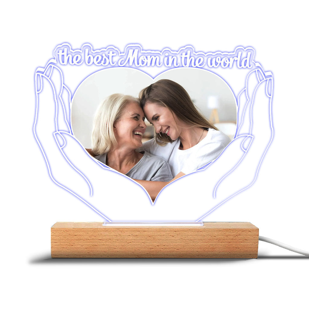 The Best Mom In The World - Personalized Mother's Day Mother Shaped Plaque Light Base