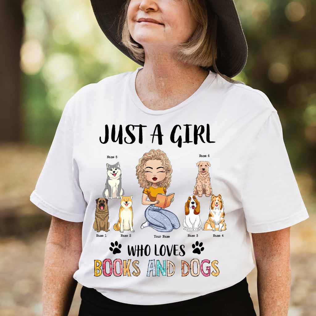 Just A Girl Who Loves Books And Dogs - Personalized Book T-shirt and Hoodie