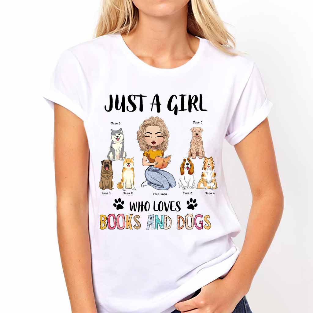 Just A Girl Who Loves Books And Dogs - Personalized Book T-shirt and Hoodie