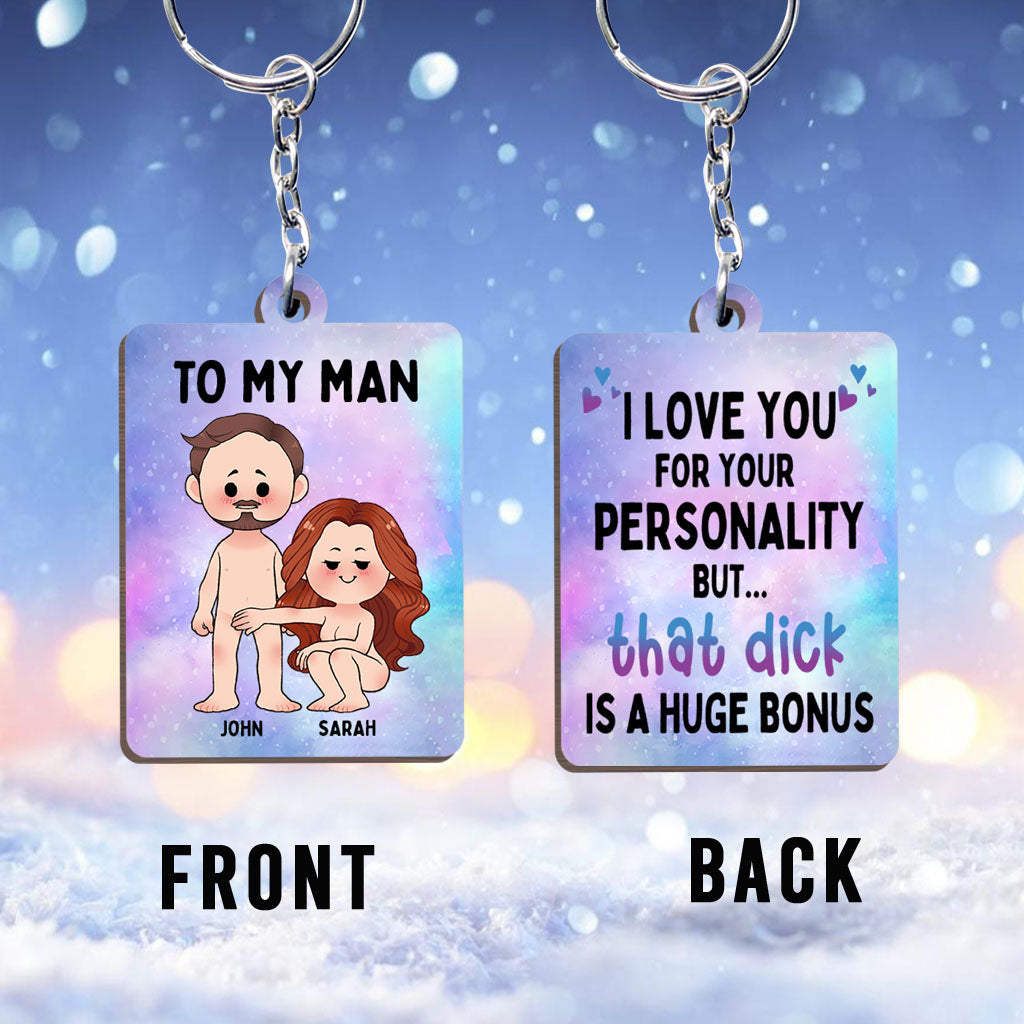 I Love You For Your Personality - Personalized Couple Couple Keychain (Printed On Both Sides)