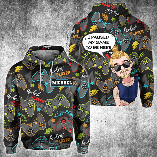 I Paused My Game To Be Here - Personalized Video Game All Over Shirt