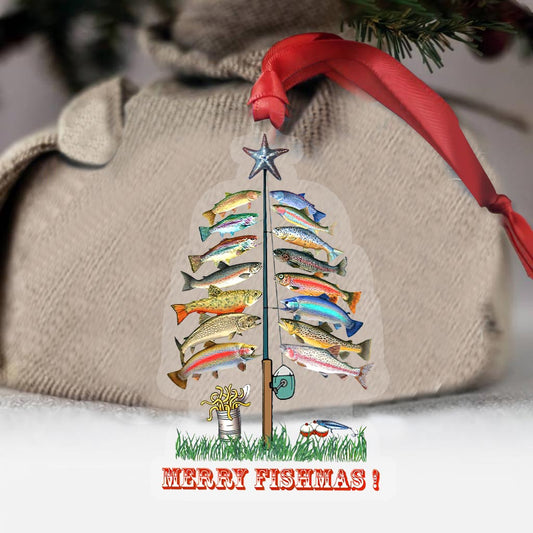 Merry Fishmas - Christmas Fishing Transparent Ornament