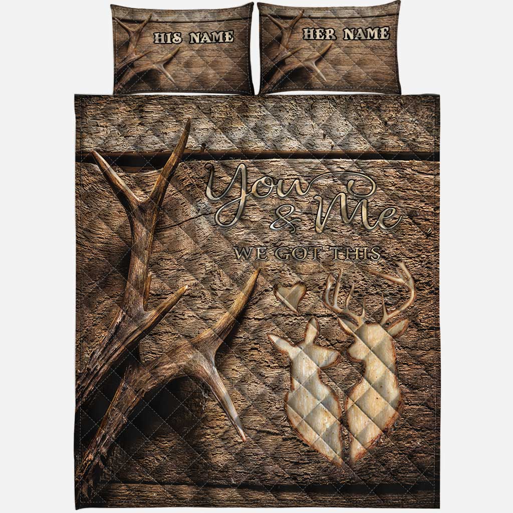 Toi et moi, on gère ! - Ensemble de courtepointe de chasse personnalisé pour couples